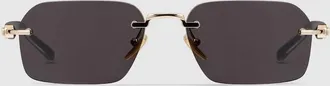 Gucci Rectangular-frame Sunglasses, Gold