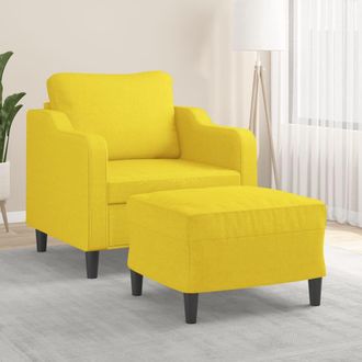 vidaXL Vidaxl - Sill&oacute;n Con Taburete Tela Amarillo Claro 60 Cm