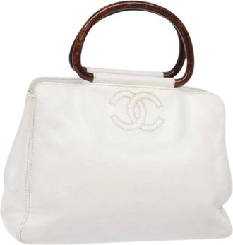 Chanel Pre-owned Handbags, female, White, Size: ONE SIZE Pre-owned Vintage Leather Handbag