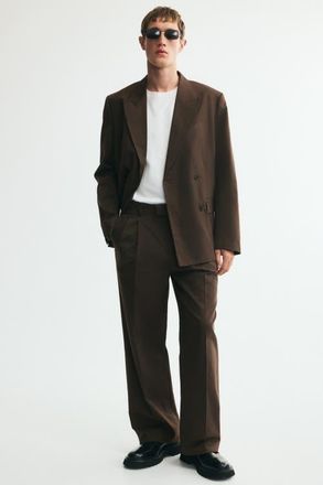 H&M Loose Fit Tailored Trousers in Dark Khaki Green at Nordstrom, Size 38