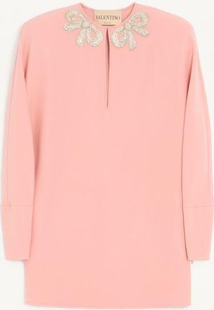 Valentino Embroidered Cady Couture Short Dress Woman PINK/SILVER 36