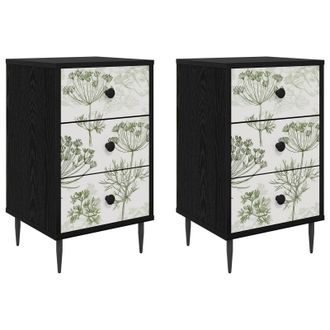 vidaXL Armadio Da Notte Gotha 2 Pz Rovere Nero 36 X 33 X 61 Cm Vidaxl