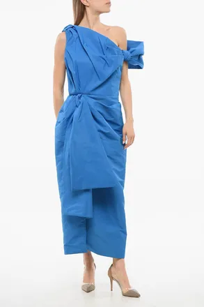 Alexander McQueen Midi Draped Dress with Front Slit Alexander McQueen