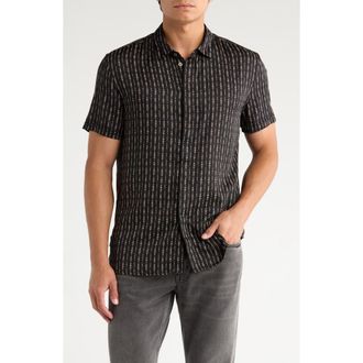 John Varvatos Loren Stripe Short Sleeve Button-Up Shirt in Black at Nordstrom Rack, Size Medium