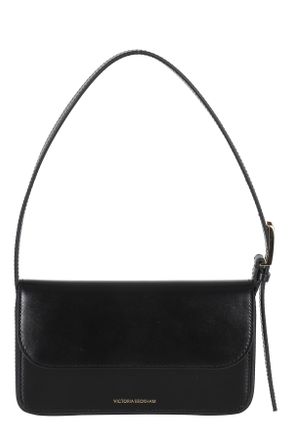 Victoria Beckham Black Dorian Pocket Magnetic Logo-Strap Leather Shoulder Bag