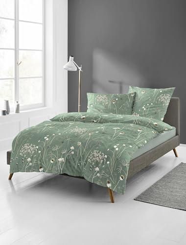BIERBAUM Bettwäsche 4140, Feinbiber, 100% Baumwolle, Designed in Germany, Petrol 30, 135x200 + 80x80 cm ab 44,95 €