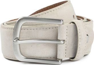 Suitable Leather Belt - Suede - Full Leather Belt 4 cm Wide - Mens Belt Jeans, Wool white, white, 95