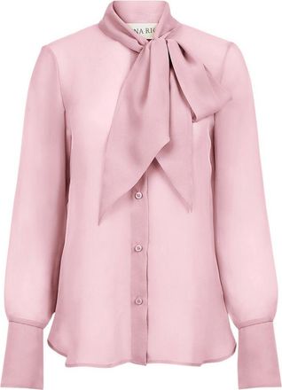 Nina Ricci Silk-Textured Blouse with Bow Tie Detail