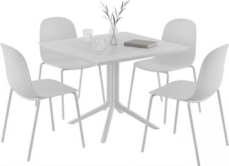 Clp Conjunto De Muebles De Jard&iacute;n Zeron Con 4 Sillas Blanco