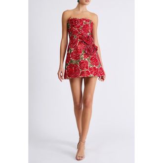 Helsi Caprice Embellished Strapless Cocktail Minidress in Rose Red at Nordstrom, Size X-Small