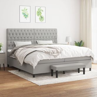 vidaXL Cama Box Spring Con Colch&oacute;n Tela Gris Claro 200x200 Cm Vidaxl