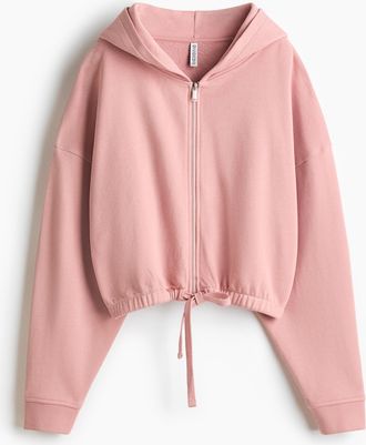 H&M Drawstring zip-through hoodie - Hellrosa