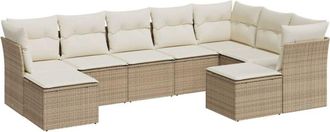 vidaXL Set De Sof&aacute;s De Jard&iacute;n 9 Pzas Con Cojines Rat&aacute;n Sint&eacute;tico Beige Vidaxl