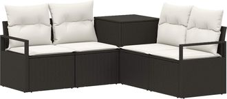 vidaXL Juego De Sof&aacute; 5 Uds. Negro Y Blanco Crema Vidaxl