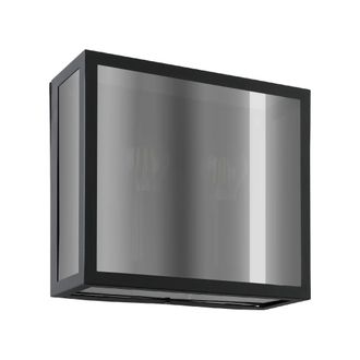 Eglo Applique Esterno Alamonte Smoke Acciaio Nero Trasparente 2 Luci E27 Ip44