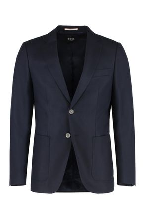 HUGO BOSS Mens Single-breasted Two-button Jacket - Dark Blue Wool - Size EU 46 (Mens)
