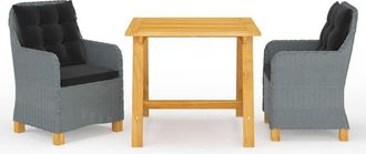 vidaXL Juego De Comedor Para Jard&iacute;n 3 Piezas Gris Claro Vidaxl