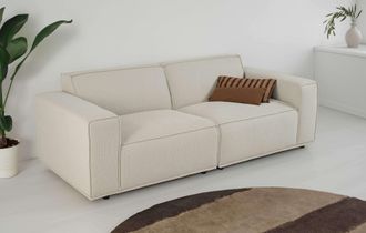 HOME AFFAIRE 3-Sitzer »Avelin, 228 cm, Chenille, Struktur-Boucle« mit Wellenunterfederung, Kedernaht, bodentief, Skandi-Design