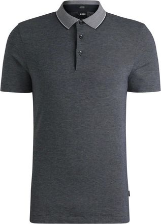 HUGO BOSS Tops, Heren, Blauw, M, Katoen, Ademend katoenen poloshirt met contrasterende kraag