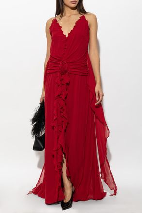 Blumarine Strappy Dress With Draping, Womens, Red