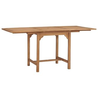 Berkfield Home Extending Garden Table (110-160)x80x75cm Solid Teak Wood in Brown | Size: (110-160)x80x75 cm