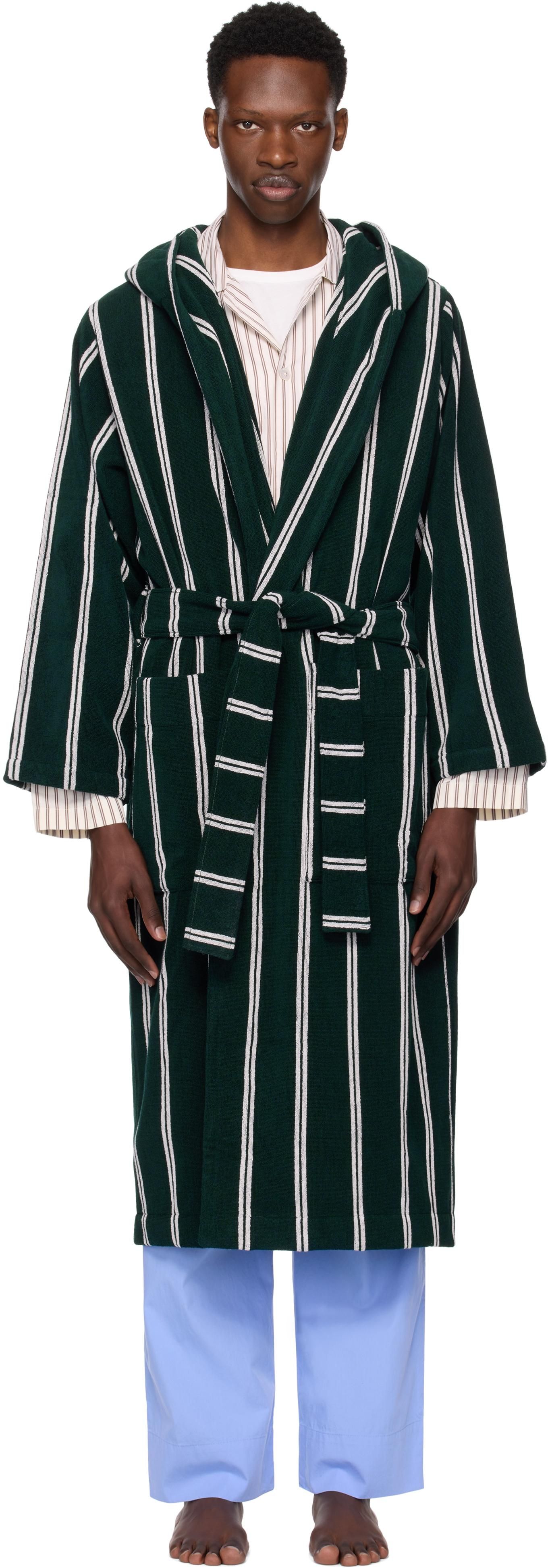 【関税込み】Tekla グリーン＆ホワイト Terry Hooded バスローブ Tekla Green Terry Hooded Bathrobe from $255.00 - on Stylight