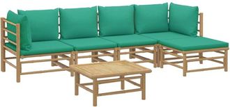 vidaXL Vidaxl - Set De Muebles De Jard&iacute;n 6 Piezas Bamb&uacute; Con Cojines Verde