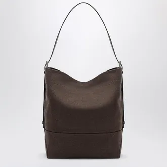 Christophe Lemaire Borsa tote Belted marrone scuro in tela di cotone