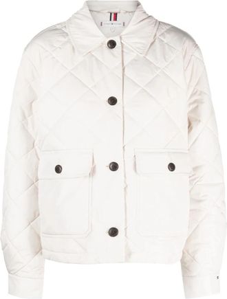 Tommy Hilfiger Gewatteerde Quilt Jas - Dames - Winterjassen - Beige - L - Polyester - Jassen