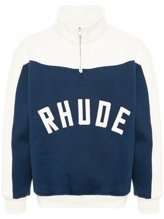 Rhude Contrast Varsity cotton sweatshirt - Blue