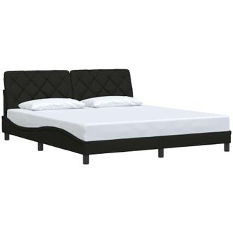 vidaXL Estructura De Cama Sin Colch&oacute;n Tela Negro 180x200 Cm Vidaxl
