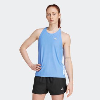 adidas Lauftop ADIDAS PERFORMANCE OWN THE RUN, Damen, Gr. XL, blau (blau fusion), Obermaterial: 86% Polyester, 14% Elasthan, Rundhals, Tops Lauftop
