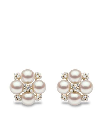 Yoko London Orecchini Raindrop in oro giallo 18 carati con perle Akoya e diamanti