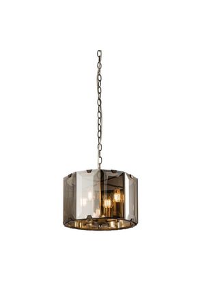 Netlighting Clooney 4 Light Ceiling Pendant Slate Grey Gloss Paint Smoke Cut Glass E14 in Clear