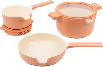 alva Neat 5-Piece Ceramic Nonstick Stackable Cookware Set, Induction & Oven Safe