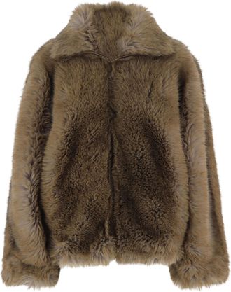 Darkpark Brown High-Collar Faux Fur Jacket
