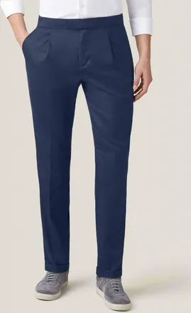 Luca Faloni Classic Blue Wool Pleated Trousers