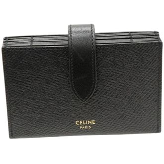 Celine Pre-owned Wallets, female, Black, Size: ONE SIZE Pre-owned Accordion Card Holder Calf Card Case