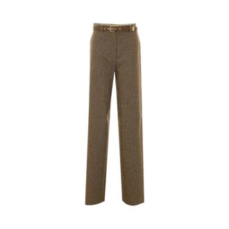 Max Mara Rechte broek - Dames - Broeken - Groen - Maat: M Zijde