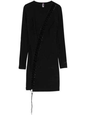 Maison Close Nuit Fauve mini-jurk met lange mouwen - Zwart