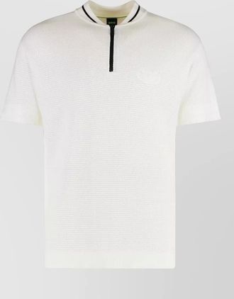 HUGO BOSS polo shirt mixed cotton zip collar