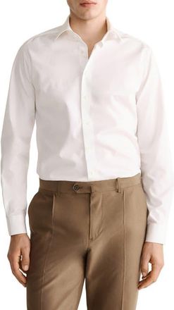 Mango Slim Fit Cotton Button-Up Shirt in White at Nordstrom, Size Medium