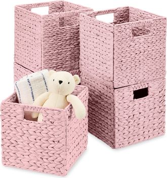 Best Choice Products 10.5x10.5in Hyacinth Storage Baskets, Set of 5 Multipurpose Collapsible Organizers