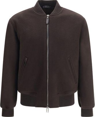 Brioni Brown Wool Oves Aries Mens Bomber
