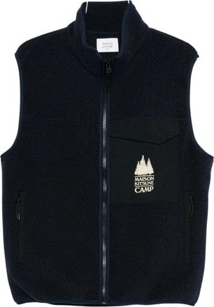 Maison Kitsun&eacute; Casual Fleece Mouwloze Vest - Heren - Bodywarmers - Blauw - S - Nylon - Jassen
