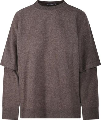 Darkpark Darkpark - Troy Sweater Double Sleeve Tee - Dames - Truien - Bruin - Maat: XS Wol