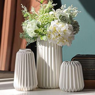 OEM 3pcs Vase D&eacute;coratif En C&eacute;ramique Blanche Pour D&eacute;coration Dint&eacute;rieur Moderne Style Boh&egrave;me Minimalisme Nordique Vase D&eacute;coration