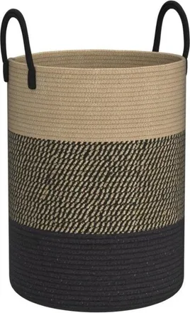 OEM Cesto De Ropa Tejido Con Asa, Perfecto Para Guardar Ropa Sucia O Juguetes, 38 Cm X 50 Cm, Beige/negro