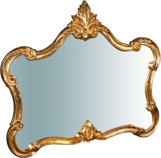 Biscottini International Biscottini - W81XDP4XH69 cm Made in Italy sized wood made antiqued gold leaf finish Hanging Wall Mirror