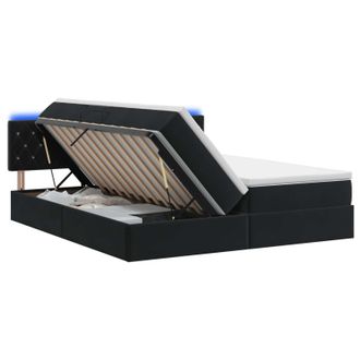 vidaXL Cama De Almacenamiento Led Con Colch&oacute;n Negro 200 X 200 Cm Vidaxl